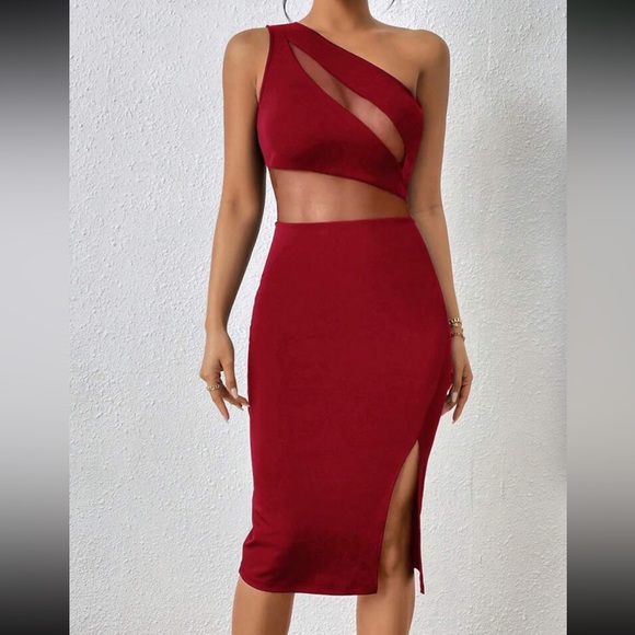 Sexy mesh insert slit thigh bodycon dress - Picture 5 of 7